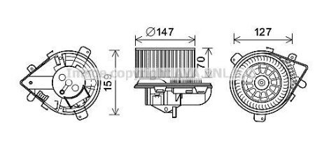 AVA CITROEN вентилятор салону Evasion, Jumpy, Fiat Scudo, Peugeot 806, Expert 95- AVA COOLING PE8393 фото товару