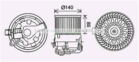 Вентилятор обігрівача салону Citroen C3 (16-)/Peugeot 2008 (13-) AVA AVA COOLING PE8558 фото товару