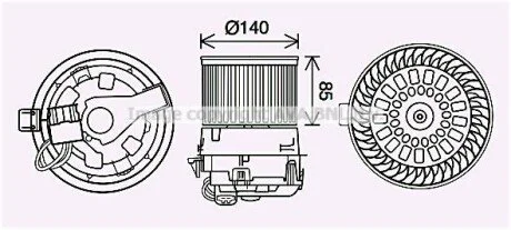 Вентилятор обігрівача салону Citroen C3 (16-)/Peugeot 2008 (13-) AVA для AVA COOLING PE8558 фото товару