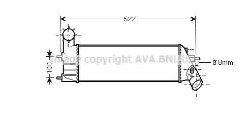 <strong>AVA CITROEN Інтеркулер C8 2.0, 2.2 02-, FIAT, LANCIA, PEUGEOT AVA COOLING PEA4261 (фото 1)</strong>