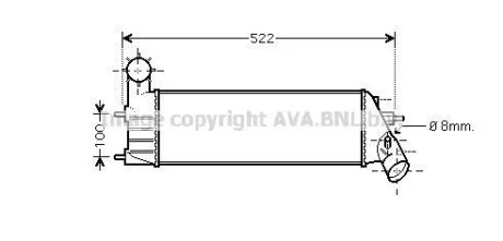 AVA CITROEN Інтеркулер C8 2.0, 2.2 02-, FIAT, LANCIA, PEUGEOT для AVA COOLING PEA4261 фото товару