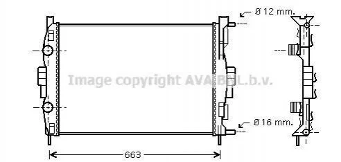 <strong>Радіатор, Система охолодження двигуна AVA COOLING RT2307 (фото 1)</strong>