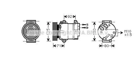 Компресор кондиціонера NISSAN/RENAULT (AVA) для Renault, Nissan AVA COOLING RTAK441 фото товару