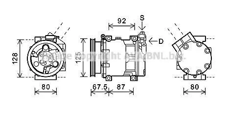 <strong>Компресор кондиціонера Renault Logan (05-), Sandero (08-) 1.4i, 1.6i AVA AVA COOLING RTAK619 (фото 1)</strong>