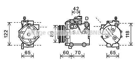 <strong>AVA SUZUKI Компресор кондиціонера SWIFT III 1.3 05-, SX4 1.5, 1.6 06- AVA COOLING SZAK125 (фото 1)</strong>