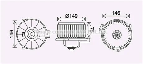 Вентилятор обігрівача салону Toyota Corolla (00-) 1.3i 1.4i 1.6i 1.8i  AVA для AVA COOLING TO8735 фото товару
