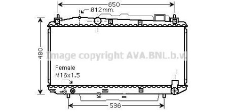 AVA TOYOTA Радіатор охолодження двиг. Rav 4 II 2.0D 01- AVA COOLING TOA2348 (фото 1)