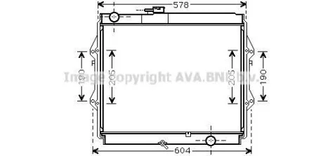 AVA TOYOTA Радіатор охолодження двиг. HILUX VI Пікап 2.5 D-4D 01- для AVA COOLING TOA2642 фото товару
