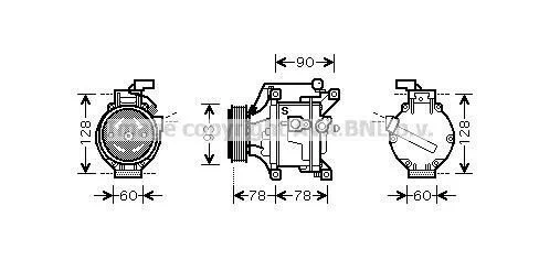 <strong>AVA TOYOTA Компресор кондиціонера COROLLA 1.4-2.0 01- AVA COOLING TOAK443 (фото 1)</strong>