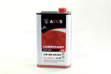Масло моторн. AXXIS 5W-40 A3/B4 Gold Sint (Каністра 1л) для Axxis AX-2024 фото товара