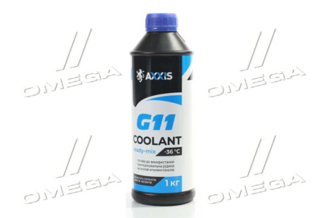 Антифриз BLUE G11 Сoolant Ready-Mix -36°C <> (синій) (Каністра 1кг) Axxis AX-P999-G11B RDM1 фото товара