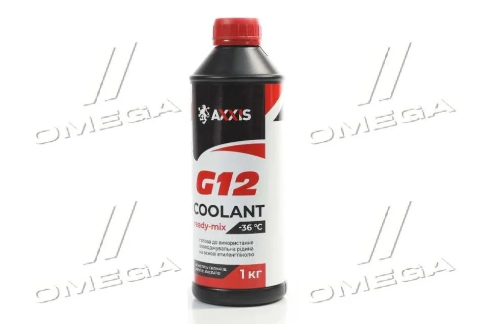 <strong>Антифриз RED G12 Сoolant Ready-Mix -36°C <AXXIS> (червоний) (Каністра 1кг) Axxis AX-P999-G12R RDM1 (фото 1)</strong>