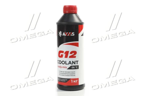 Антифриз RED G12 Сoolant Ready-Mix -36°C <> (червоний) (Каністра 1кг) Axxis AX-P999-G12R RDM1 фото товара