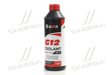 Антифриз RED G12 Сoolant Ready-Mix -36°C <AXXIS> (червоний) (Каністра 1кг) для Axxis AX-P999-G12R RDM1 фото товару