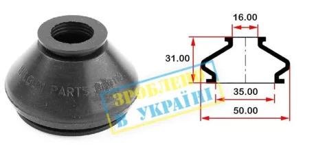 Пильовик (O D35хd16хH31) універсальний для кульової опори, рульового наконечника для BELGUM PARTS BG0110 фото товару