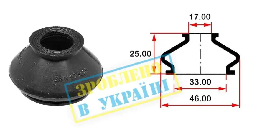 <strong>Пильовик (O D33хd17хH25) універсальний для кульової опори, рульового наконечника BELGUM PARTS BG0133 (фото 1)</strong>