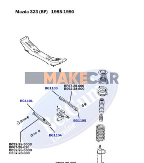 Сайлентблок поперечного важеля задньої підвіски внутрішній Mazda 323/626 BELGUM PARTS BG1100