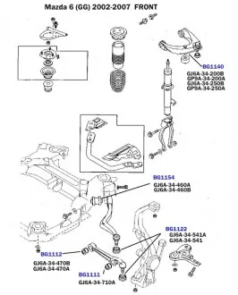 Сайлентблок переднього нижнього важеля (внутрішній) для Mazda BELGUM PARTS BG1112 фото товару