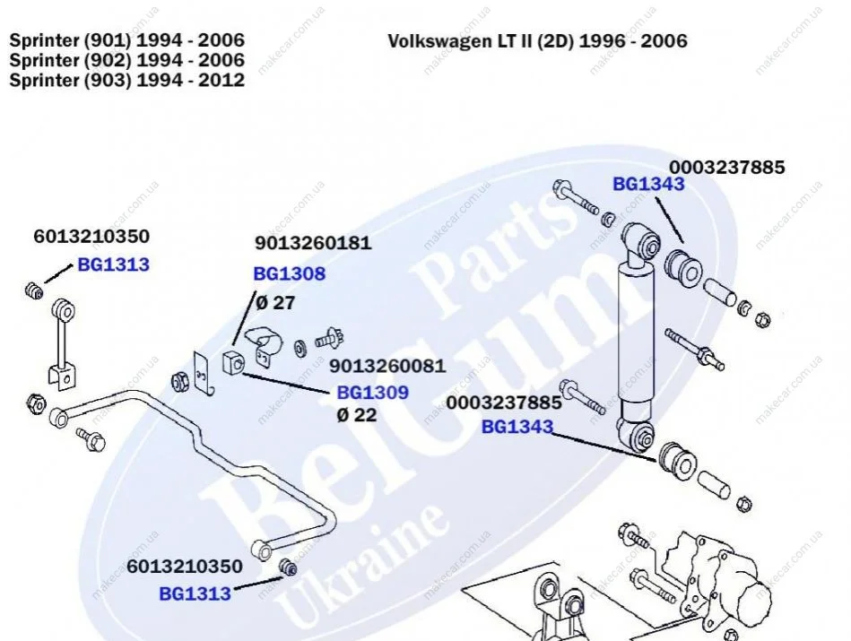 <strong>Втулка заднього стабілізатора MB Sprinter 208-306 96- BELGUM PARTS BG1309 (фото 1)</strong>