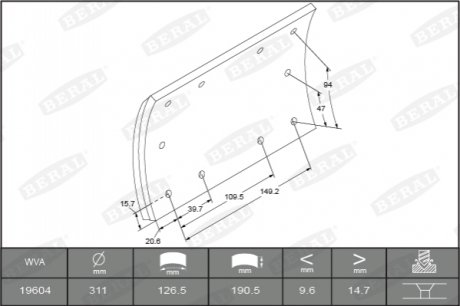 Накладки тормозные BERAL KBL19604.1-1621 фото товара