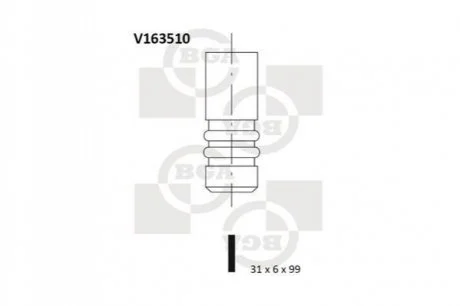 Клапан двигуна для Volkswagen, Seat BGA V163510 фото товару