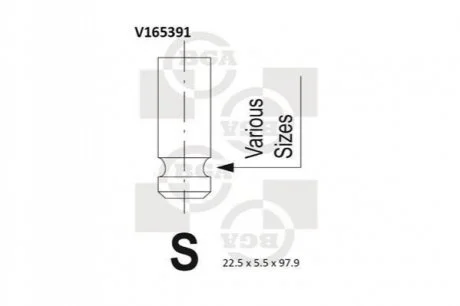 Клапан двигуна для Nissan BGA V165391 фото товару
