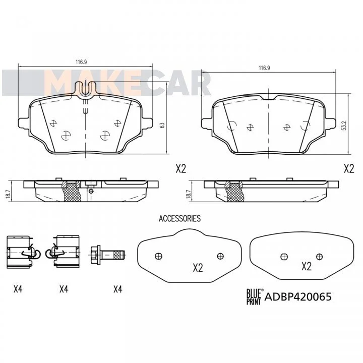 <strong>DB Колодки гальмівні задні GLE (V167) GLE 300 d 4-matic (167.119) 18-23 BLUE PRINT ADBP420065 (фото 1)</strong>