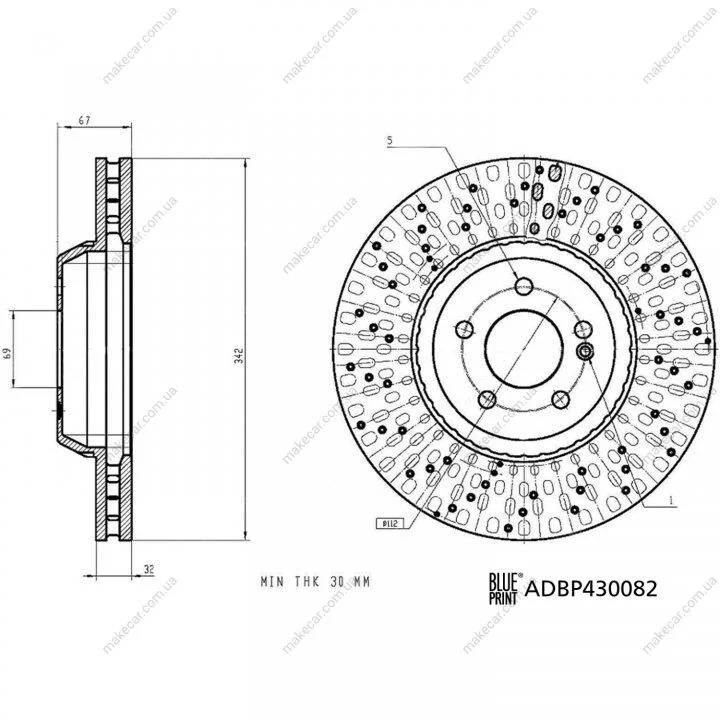 <strong>Диск гальм передн. DB S222 17- BLUE PRINT ADBP430082 (фото 1)</strong>