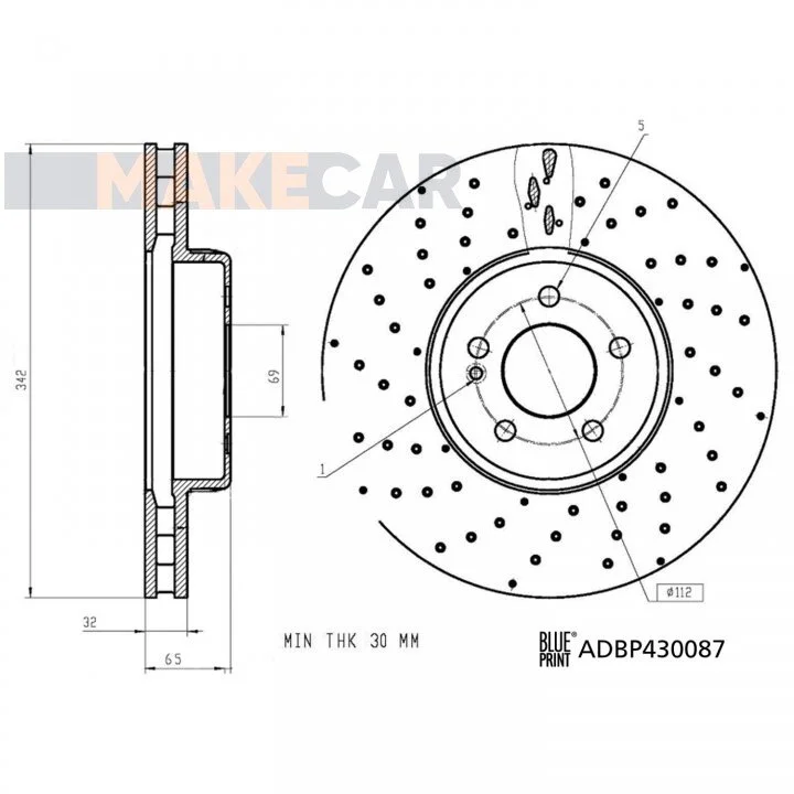 <strong>DB диск гальм. передній (342мм) W205/W213 BLUE PRINT ADBP430087 (фото 1)</strong>