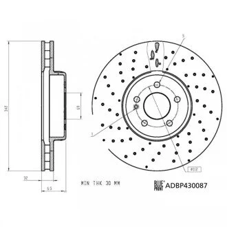 DB диск гальм. передній (342мм) W205/W213 для Mercedes BLUE PRINT ADBP430087 фото товара