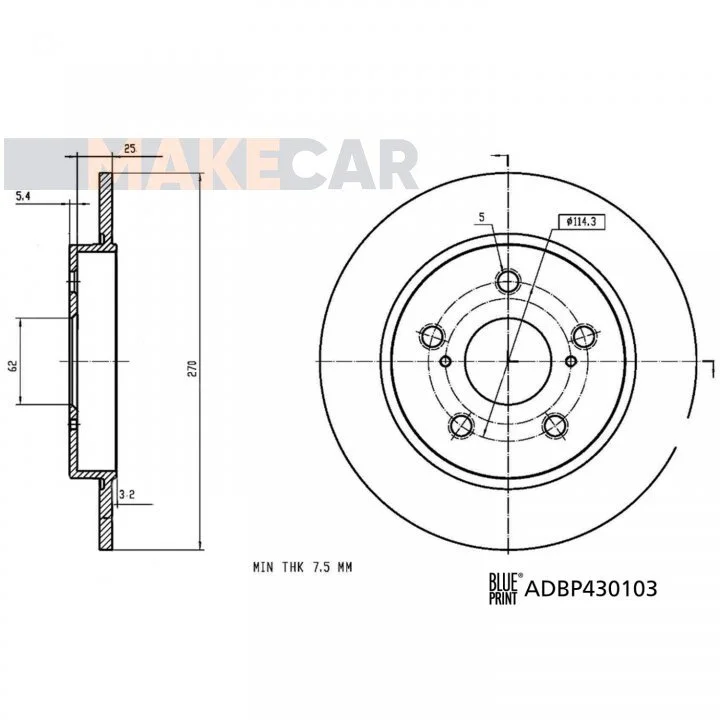 <strong>Гальмівний диск BLUE PRINT ADBP430103 (фото 1)</strong>