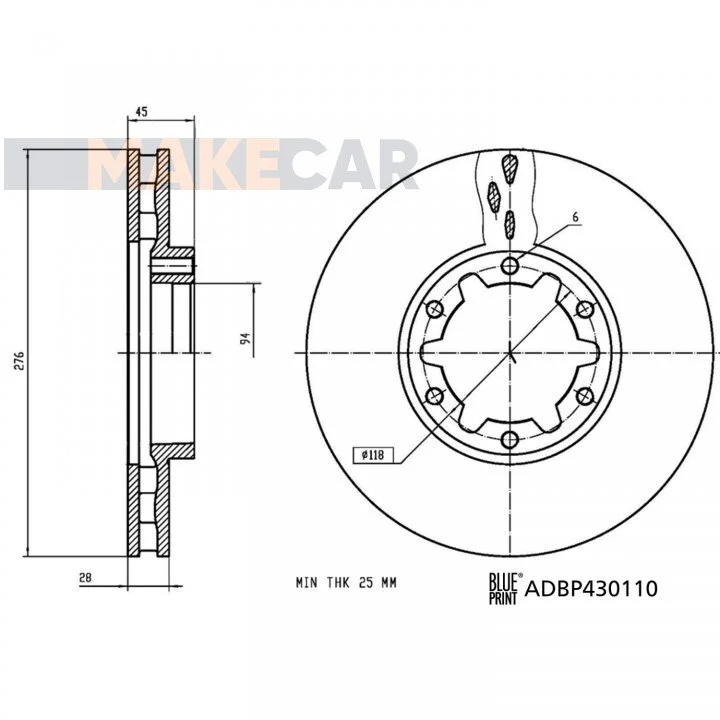<strong>NISSAN Диск гальмівний NT400 CABSTAR 14- BLUE PRINT ADBP430110 (фото 1)</strong>