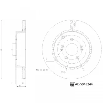 KIA Гальмівний диск задній STINGER (CK) 3.3 T-GDi 17- для BLUE PRINT ADG043244 фото товару