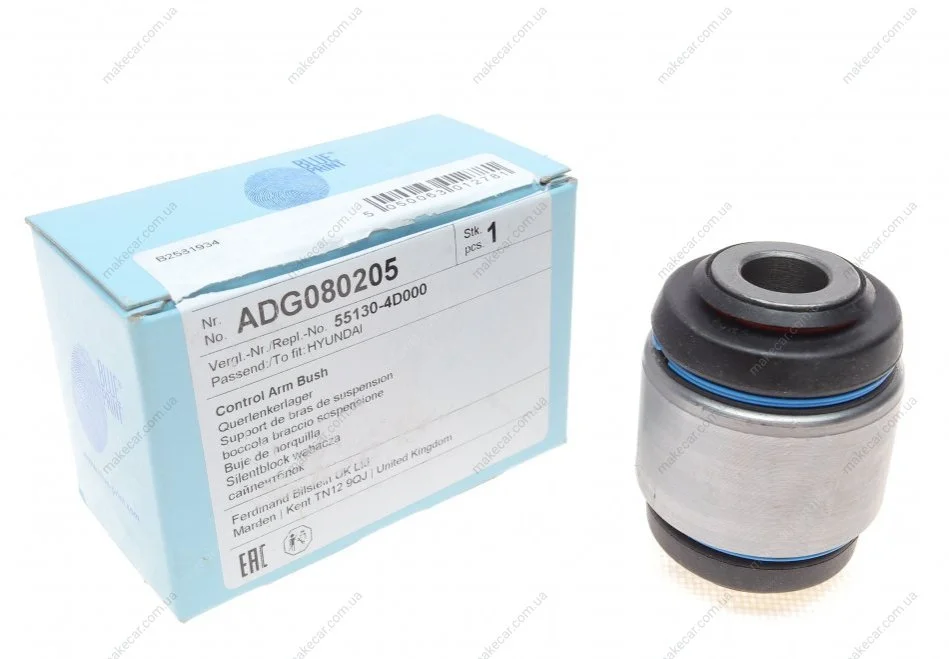<strong>Сайлентблок важеля Santa Fe/Sportage/Ceed 06- (заднього/знизу) BLUE PRINT ADG080205 (фото 1)</strong>