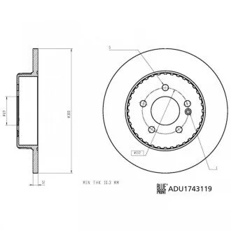DB диск гальмівний задній W205 для Mercedes BLUE PRINT ADU1743119 фото товару