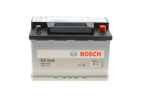 Акумулятор Bosch S3, 70Ah, En640, правий "+" 278x175x190 (ДхШхВ) для BOSCH 0092S30080 фото товару