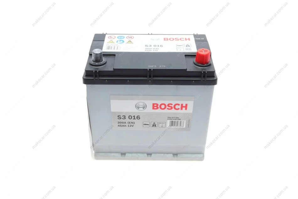 <strong>Акумулятор Bosch S3, 45Ah, En300, правий "+", 219x135x225 (ДхШхВ) BOSCH 0 092 S30 160 (фото 1)</strong>