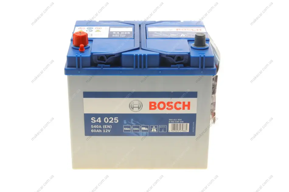 <strong>Акумулятор Bosch (J) S4 Silver 60Ah, EN 540 лівий "+" 232x173x225 (ДхШхВ) BOSCH 0 092 S40 250 (фото 1)</strong>