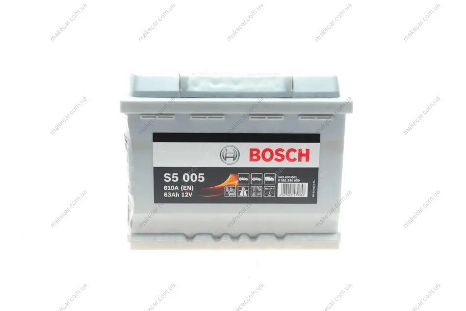 <strong>Акумулятор Bosch S5 Silver Plus 63Ah, EN610 правий "+" 242x175x190 (ДхШхВ) BOSCH 0 092 S50 050 (фото 1)</strong>