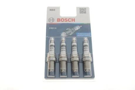 Свічка FR91X 4 ШТ - кратн. 10 шт для Subaru, Volkswagen, Daewoo, Geely, Alfa Romeo BOSCH 0242222804 фото товару