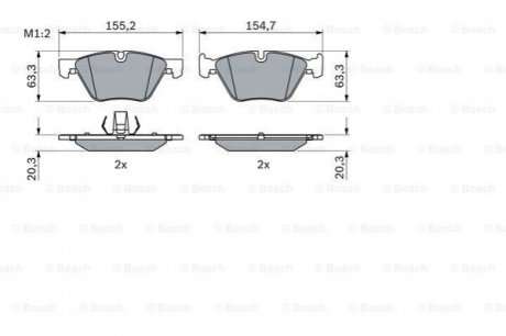 Комплект гальмівних колодок BOSCH 0986424621 фото товару