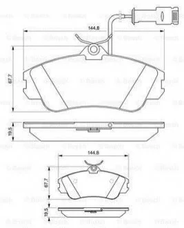 Тормозные колодки диск. передн.(с датч.) AUDI 80/100 для Audi BOSCH 0986461115 фото товару