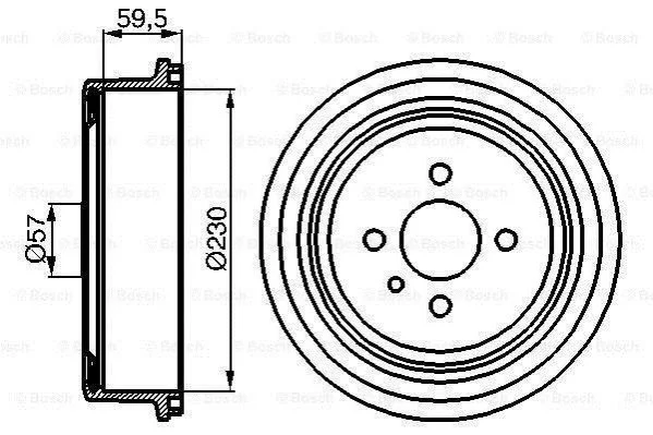 <strong>OPEL гальмівний барабан задній Kadett, Record, Ascona, Combo (230*58,5) BOSCH 0986477022 (фото 1)</strong>