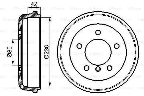 <strong>DB Барабан тормозной задний 207-210 230X42 BOSCH 0986477101 (фото 1)</strong>