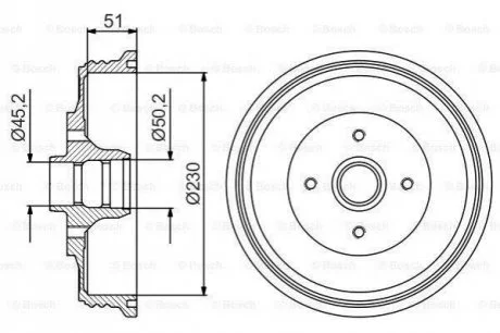 Барабан гальмівний для Volkswagen, Seat BOSCH 0986477178 фото товару