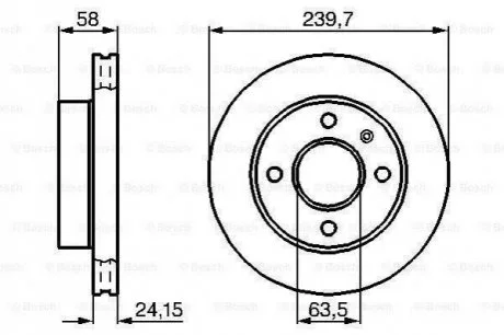 Диск торм.пер.вентил.FORD Orion,Escort,Fiesta (239,7*24,1) для Opel, Ford BOSCH 0986478148 фото товару