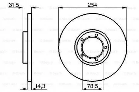 FORD Диск тормозной передн. TRANSIT 86- 254 14,3 12.9 для Ford BOSCH 0986478345 фото товару