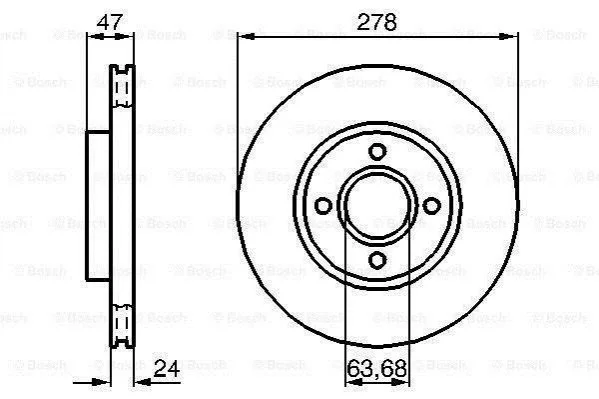 <strong>FORD Диск тормозной передний SCORPIO 2.9I 278 24 22.2 BOSCH 0986478427 (фото 1)</strong>