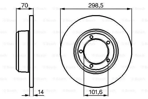 <strong>LAND ROVER Диск гальмівний передн. Defender, Discovery, Range Rover 86- BOSCH 0986478827 (фото 1)</strong>