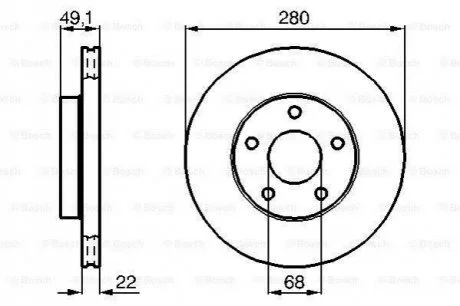Диск тормозной передний NISSAN MAXIMA 3.0I HJ30 12/88- для Nissan BOSCH 0986478833 фото товару